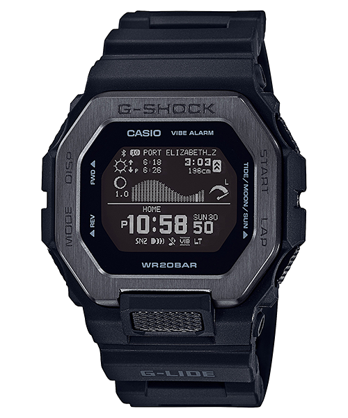 Collection G-Shock - GBX-100NS-1ER - Montre Casio – montre numérique noire, lunette en acier à placage ionique noir, bracelet en résine noire – vue de face