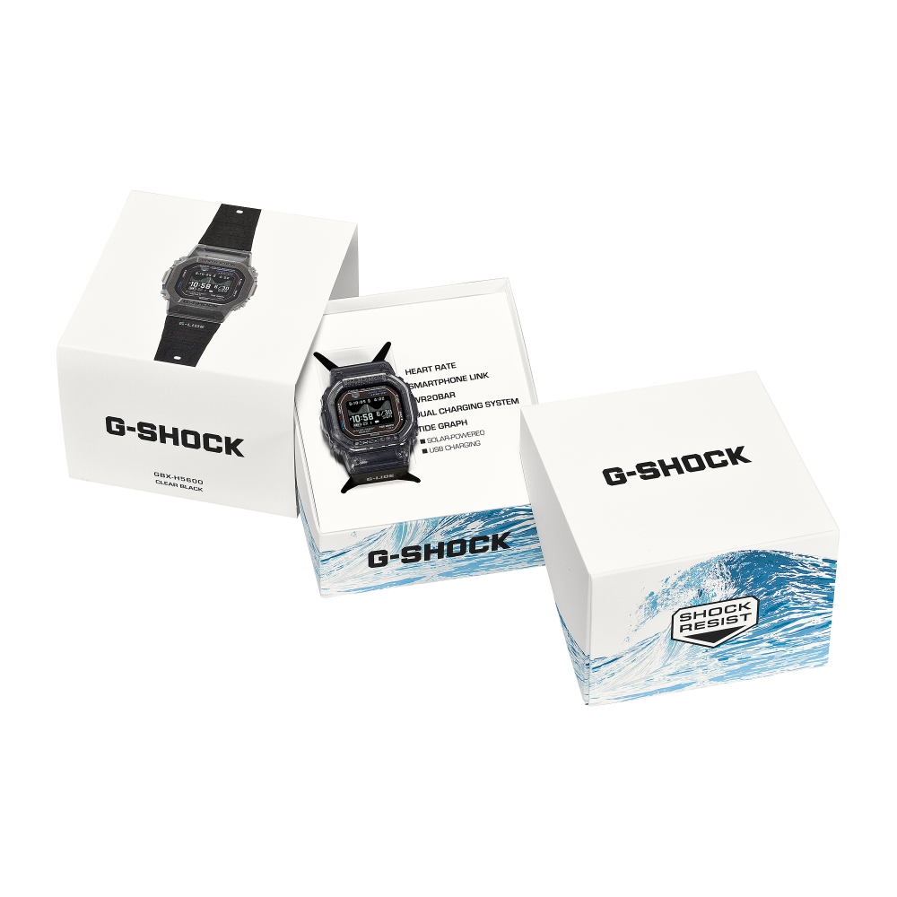 Collection G-Shock - GBX-H5600-1ER - Montre Casio – boîtier à lunette translucide, bracelet en résine bio noir, écran numérique – vue 4