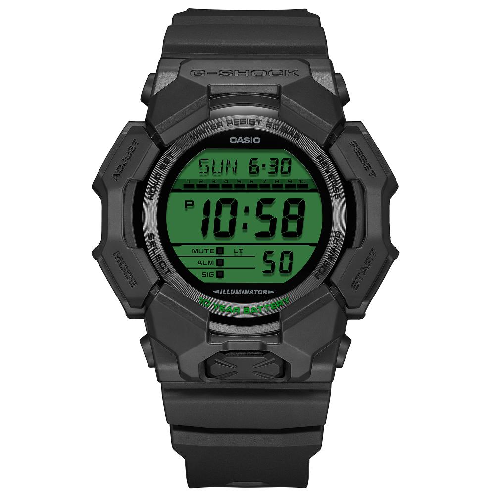 Collection G-Shock - GD-010BEG-1ER - Montre Casio – montre numérique, boîtier en carbone bio et résine bio noir, touches vert électrique, bracelet en résine bio noir – vue 4