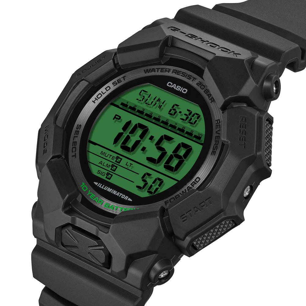 Collection G-Shock - GD-010BEG-1ER - Montre Casio – montre numérique, boîtier en carbone bio et résine bio noir, touches vert électrique, bracelet en résine bio noir – vue 6