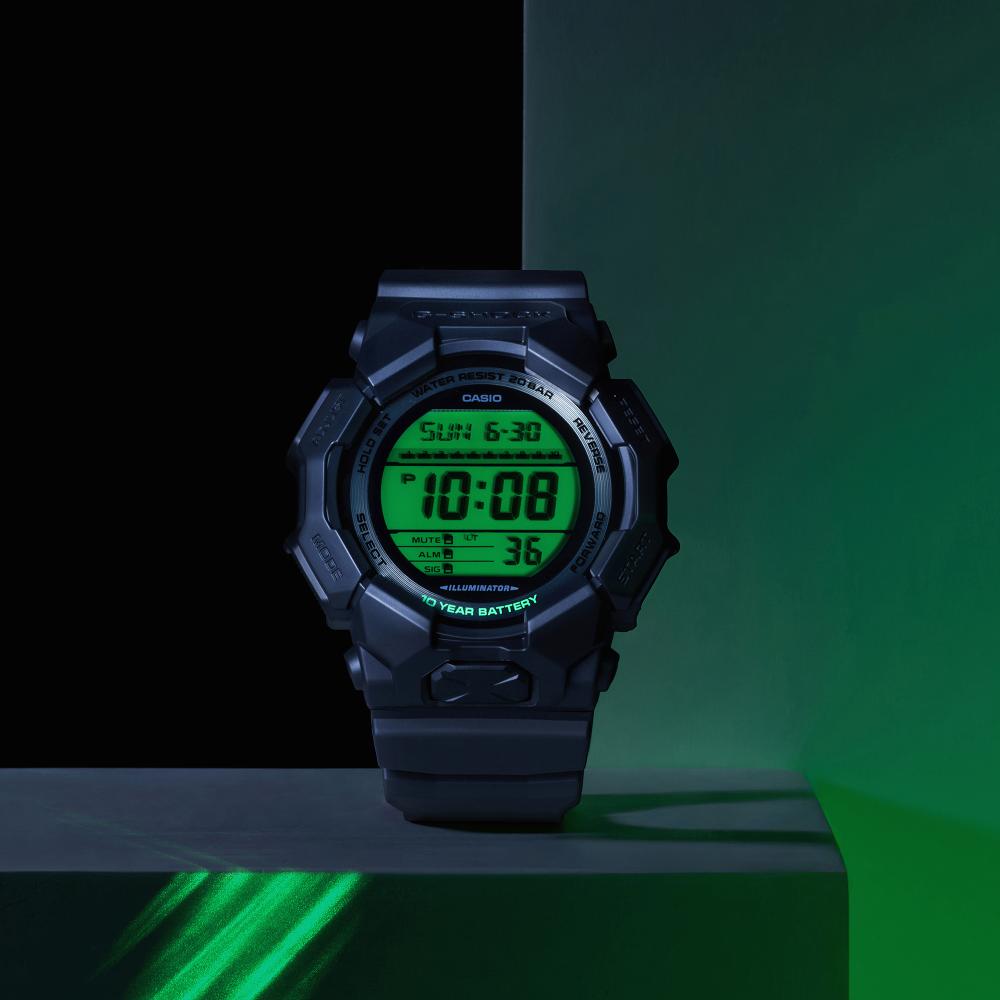 Collection G-Shock - GD-010BEG-1ER - Montre Casio – montre numérique, boîtier en carbone bio et résine bio noir, touches vert électrique, bracelet en résine bio noir – vue 2