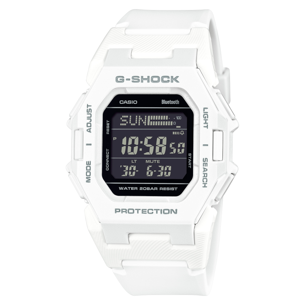 Collection G-Shock - GD-B500-7ER - Montre Casio – montre numérique compacte, boîtier en résine blanc, bracelet en résine blanc – vue de face