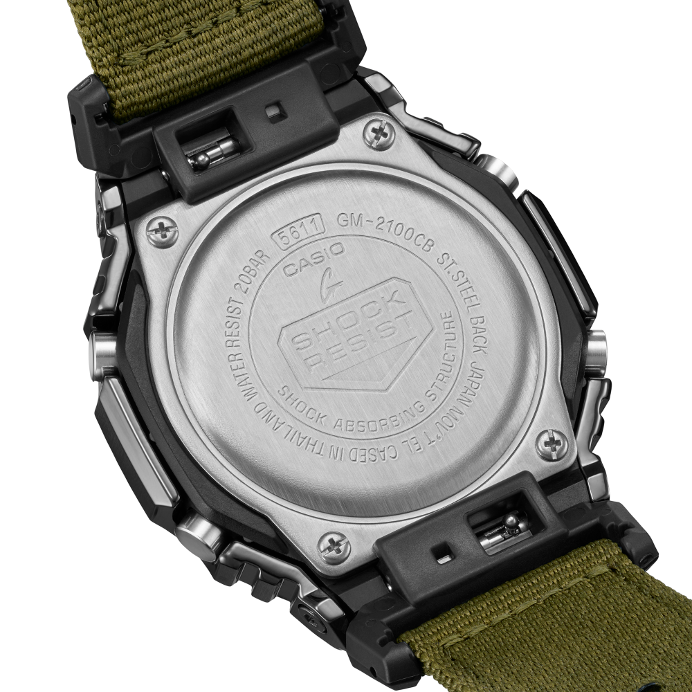 Collection G-Shock - GM-2100CB-3AER - Montre Casio – montre octogonale, lunette en acier gris, bracelet en tissu vert – vue 8