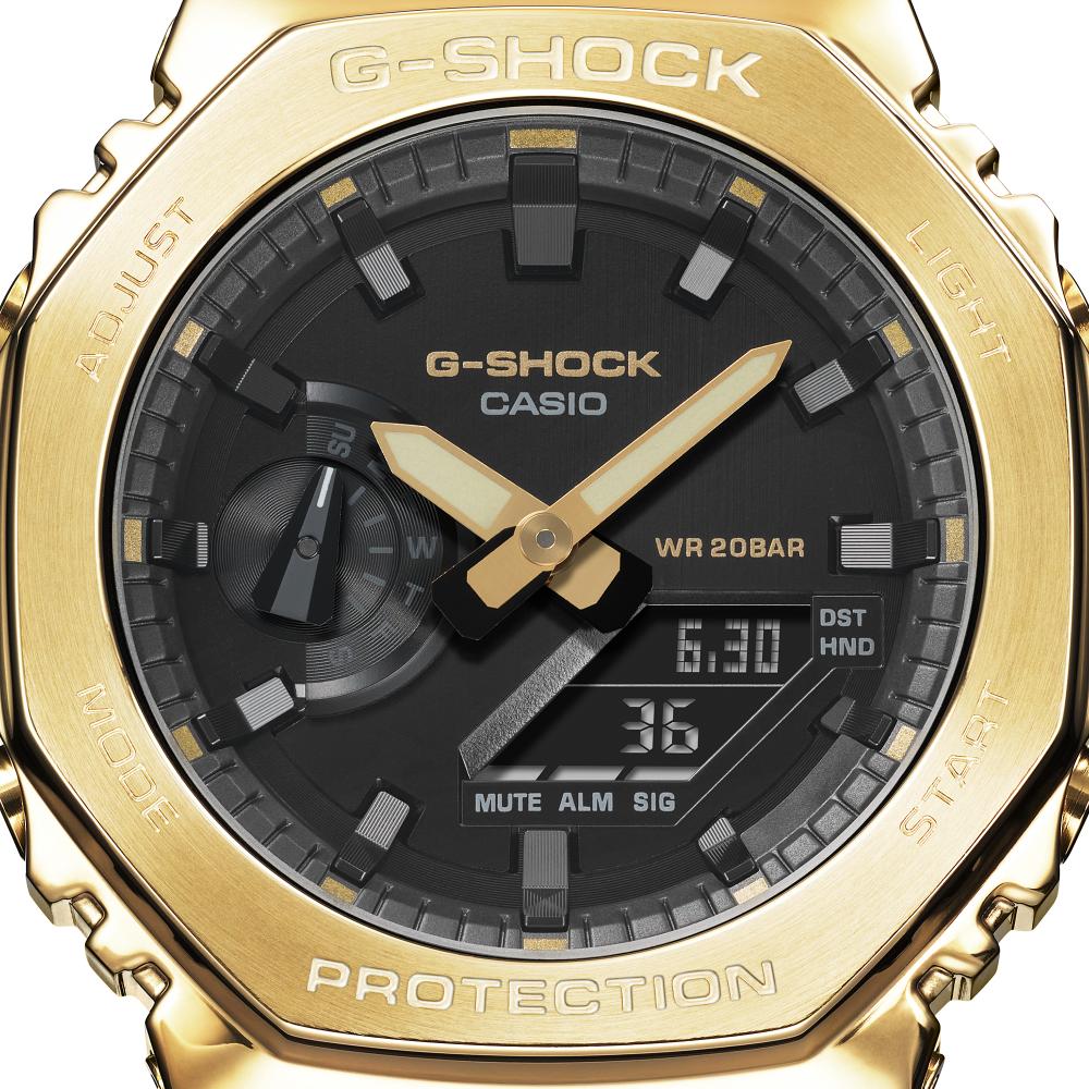 Collection G-Shock - GM-2100G-1A9ER - Montre Casio – boîtier noir à lunette métallique dorée, bracelet en résine noire – vue 5