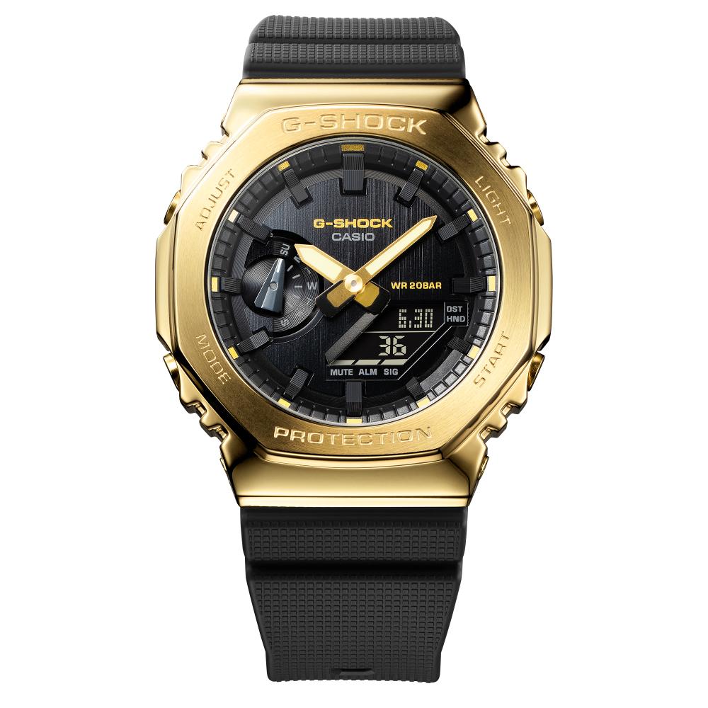 Collection G-Shock - GM-2100G-1A9ER - Montre Casio – boîtier noir à lunette métallique dorée, bracelet en résine noire – vue 4