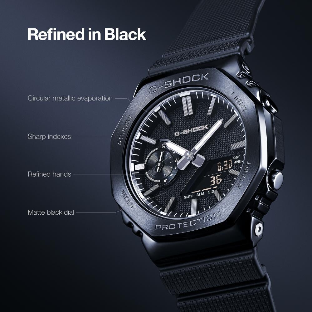 Collection G-Shock - GM-2100LXB-1AER - Montre Casio – boîtier noir à lunette en acier plaqué noir, bracelet en résine bio noire – vue 2