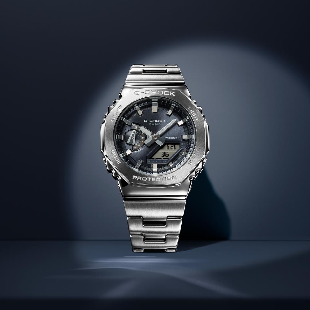 Collection G-Shock - GM-2110D-8AER - Montre Casio – boîtier à lunette octogonale en acier, cadran gris ardoise, bracelet en acier inoxydable – vue 3