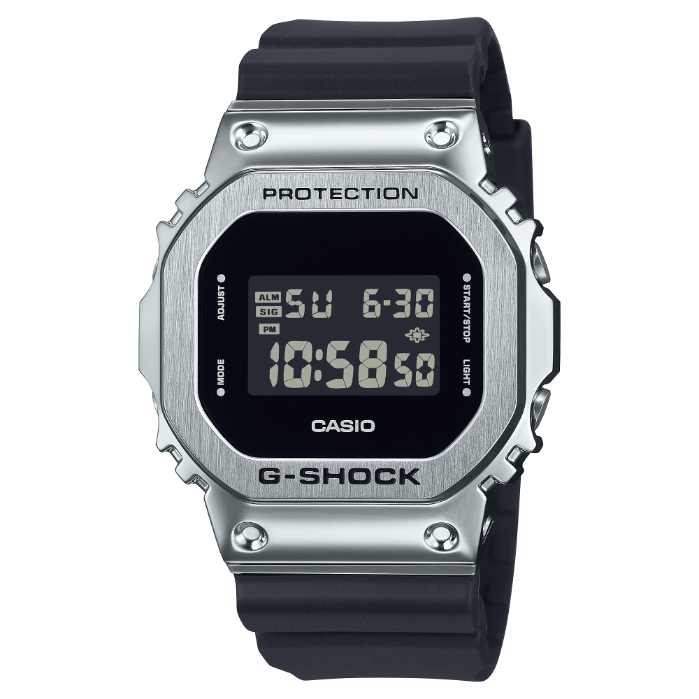 Collection G-Shock - GM-5600U-1ER - Montre Casio – boîtier carré à lunette en acier inoxydable, bracelet en résine noir – vue de face