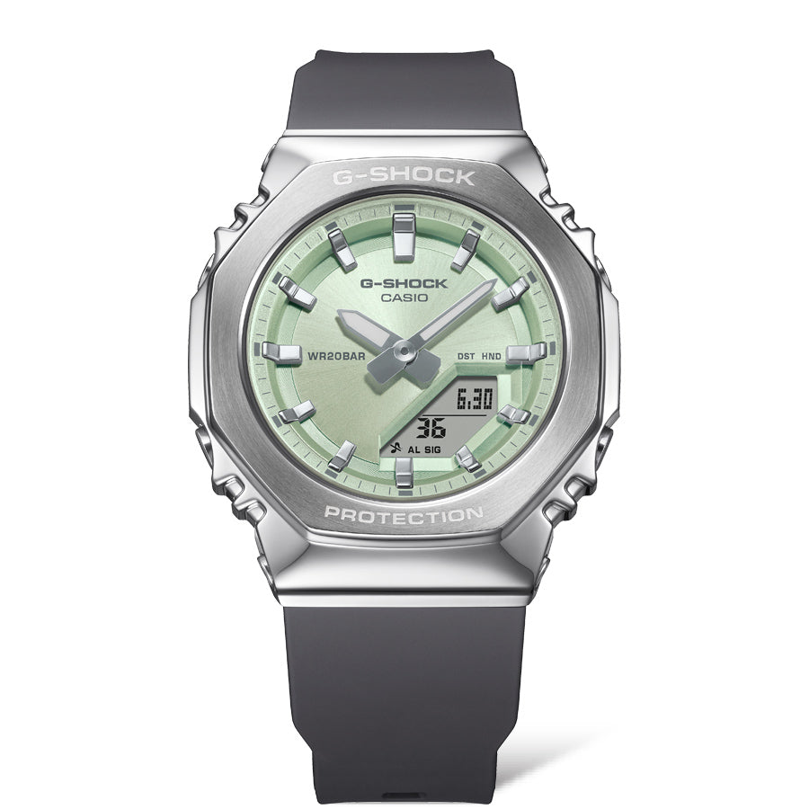 Collection G-Shock - GM-S2110-3AER - Montre Casio – boîtier octogonal à lunette métallique, cadran vert, bracelet en résine bio noir – vue 5