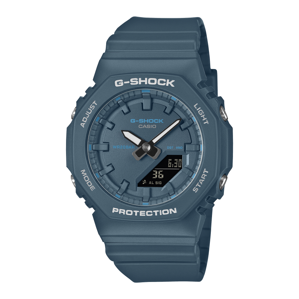 Collection G-Shock - GMA-P2100BA-2AER - Montre Casio – boîtier compact bleu, bracelet en résine bio bleue – vue de face