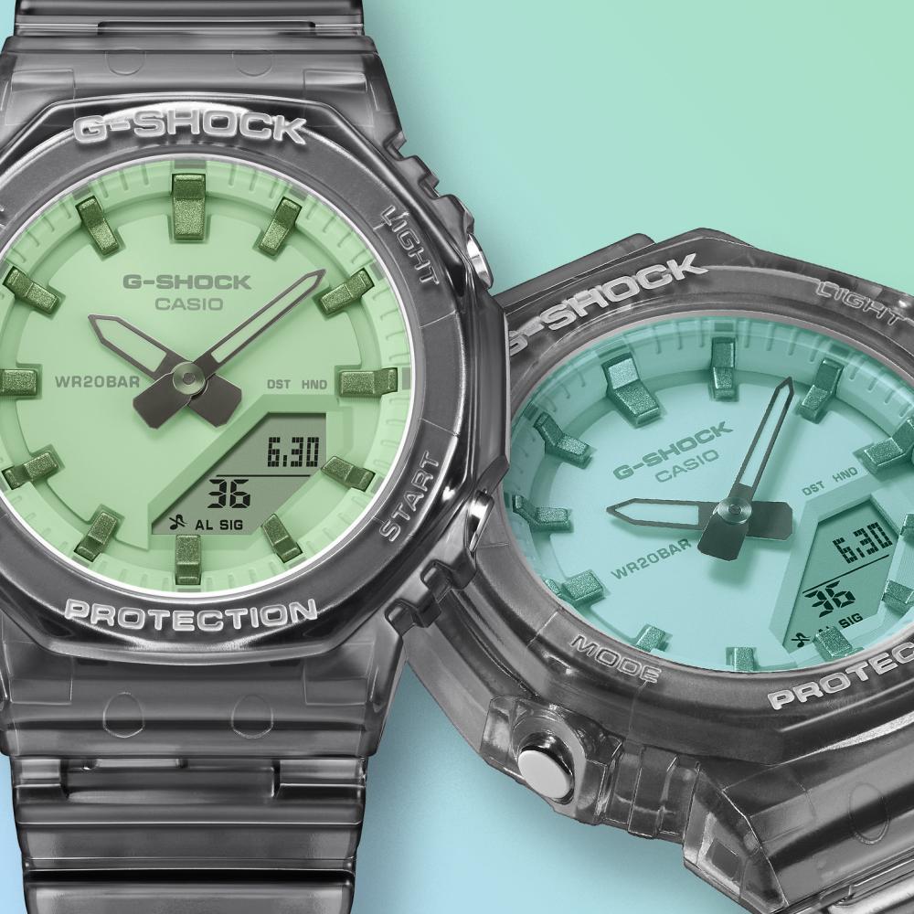 Collection G-Shock - GMA-P2100SR-1AER - Montre Casio – boîtier et bracelet en résine translucide coloris noir, verre à reflets changeants – vue 5