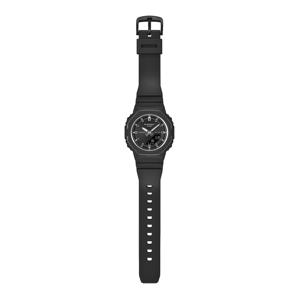 Collection G-Shock - GMA-P2110-1AER - Montre Casio – boîtier compact noir cerclé d'un fin anneau métallique, bracelet en résine bio noire – vue 7