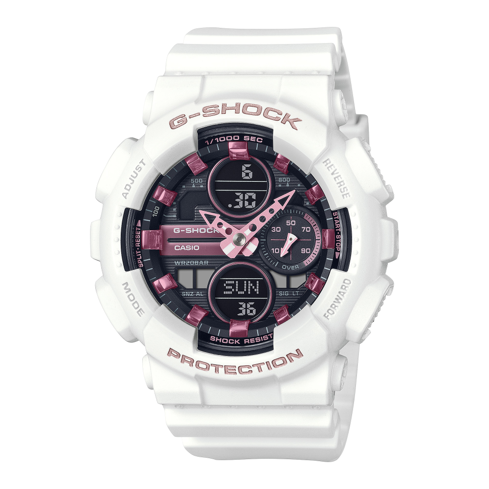 Collection G-Shock - GMA-S140M-7AER - Montre Casio – boîtier en résine blanc, cadran et index en métal, bracelet en résine blanc – vue de face