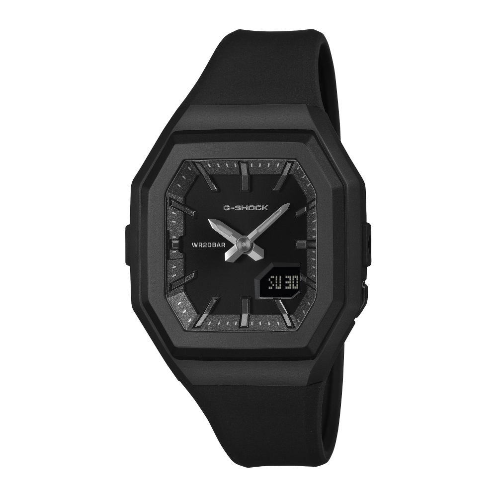 Collection G-Shock - GMA-S160-1BER - Montre Casio – petit boîtier en résine noir, bracelet en résine bio noir – vue de face