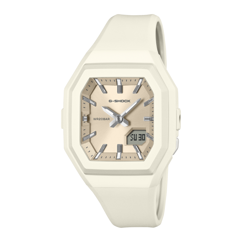Collection G-Shock - GMA-S160-7AER - Montre Casio – petit boîtier en résine blanc, bracelet en résine bio blanc – vue de face