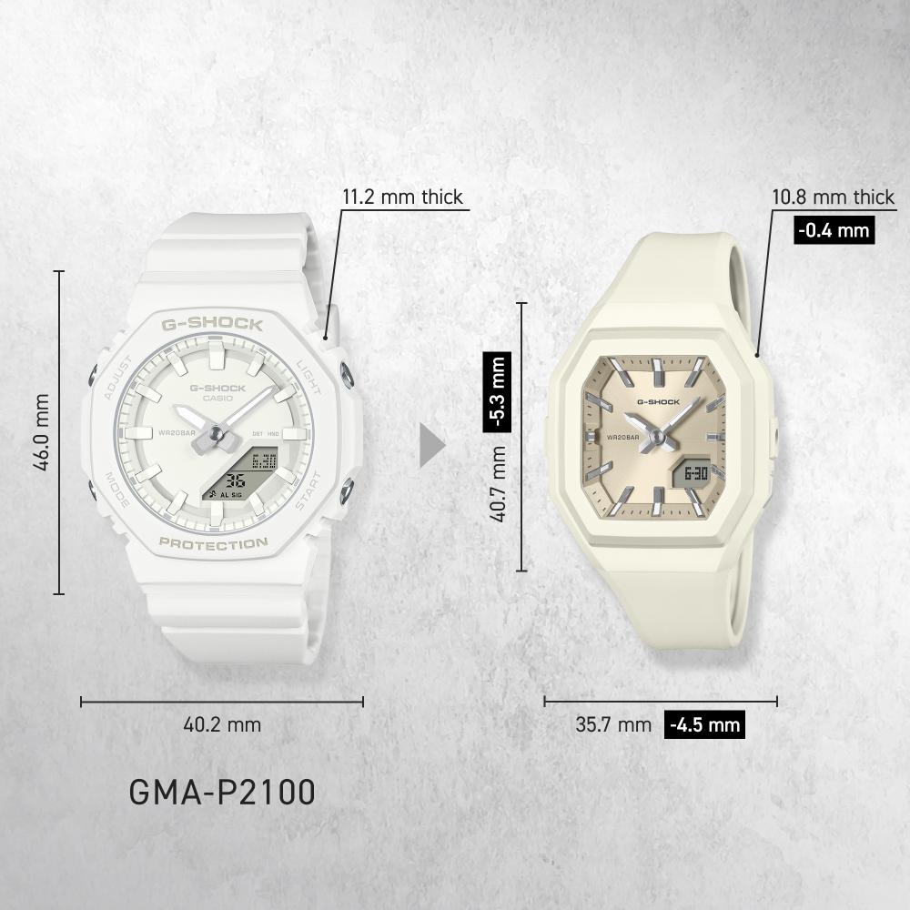Collection G-Shock - GMA-S160-7AER - Montre Casio – petit boîtier en résine blanc, bracelet en résine bio blanc – vue 8