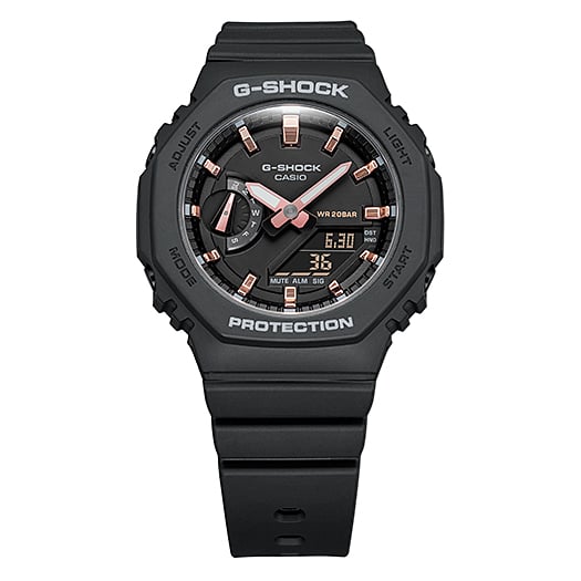 Collection G-Shock - GMA-S2100-1AER - Montre Casio – boîtier octogonal noir mat, index métalliques, bracelet en résine noire – vue 3