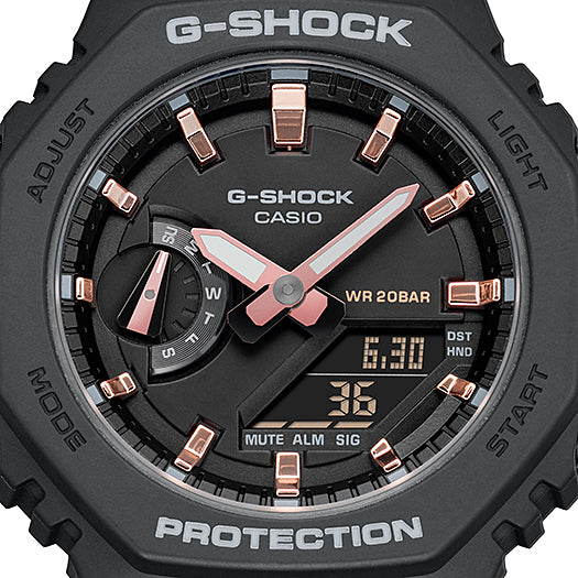 Collection G-Shock - GMA-S2100-1AER - Montre Casio – boîtier octogonal noir mat, index métalliques, bracelet en résine noire – vue 4