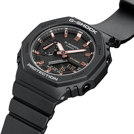 Collection G-Shock - GMA-S2100-1AER - Montre Casio – boîtier octogonal noir mat, index métalliques, bracelet en résine noire – vue 7