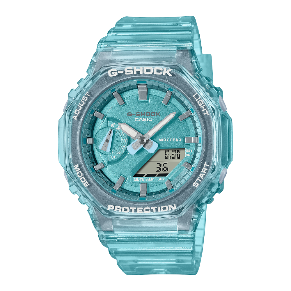 Collection G-Shock - GMA-S2100SK-2AER - Montre Casio – boîtier en carbone et résine bleu translucide, cadran bleu, bracelet en résine bleu – vue de face