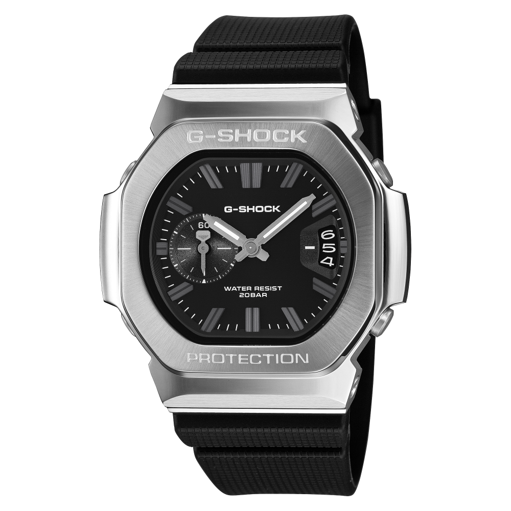 Collection G-Shock - GMC-2500-1AER - Montre Casio – montre analogique, boîtier en résine bio et acier noir, bracelet en résine bio noir – vue de face