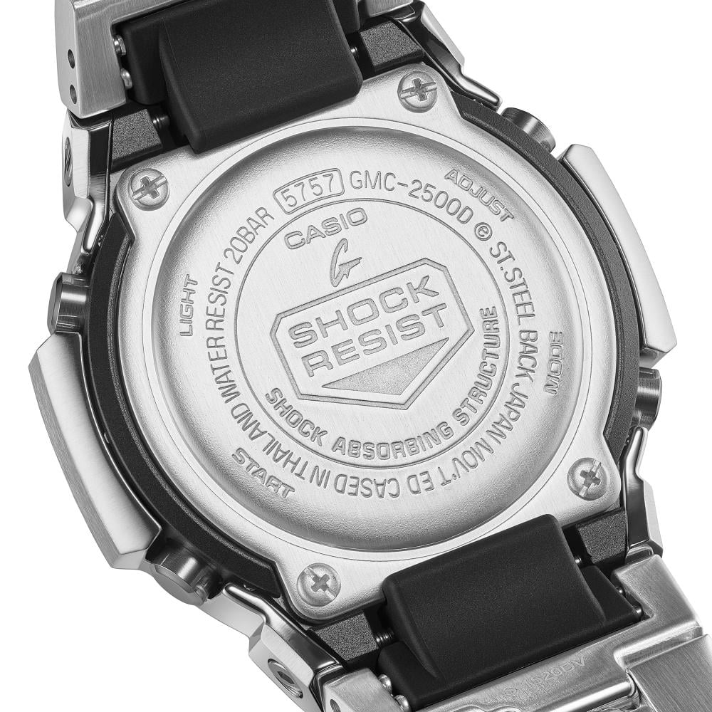 Collection G-Shock - GMC-2500D-1A2ER - Montre Casio – montre analogique, boîtier noir en résine bio et acier, bracelet en acier inoxydable argenté – vue 6