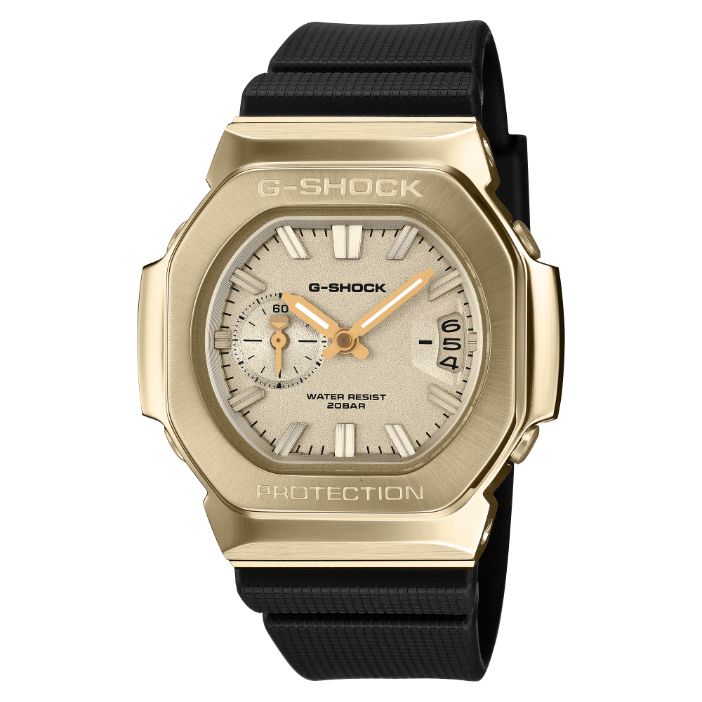 Collection G-Shock - GMC-2500G-9AER - Montre Casio – montre analogique, boîtier en résine bio et acier à lunette dorée, bracelet en résine bio – vue de face