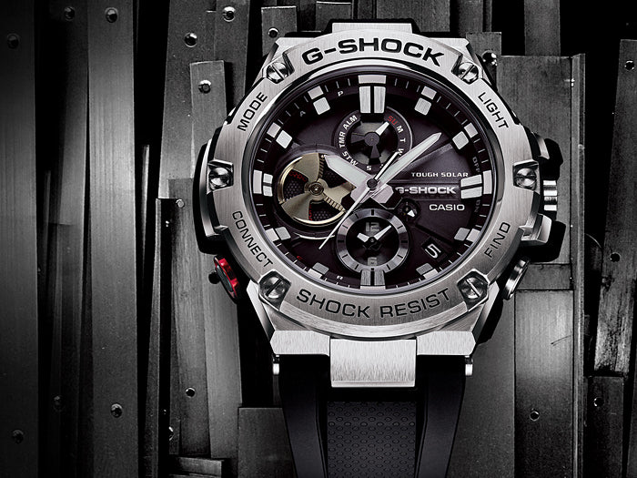 Collection G-Shock - GST-B100-1AER - Montre Casio – grand boîtier noir à chronographe analogique, bracelet en résine noire – vue 4