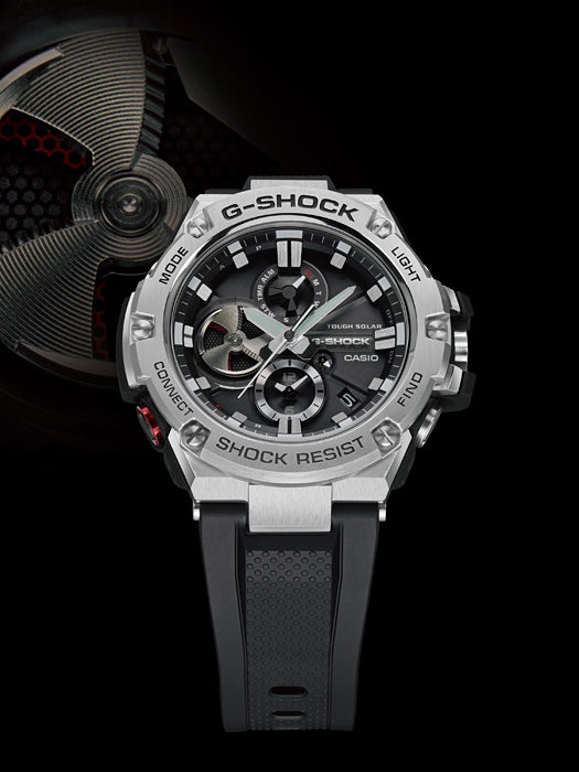 Collection G-Shock - GST-B100-1AER - Montre Casio – grand boîtier noir à chronographe analogique, bracelet en résine noire – vue 5