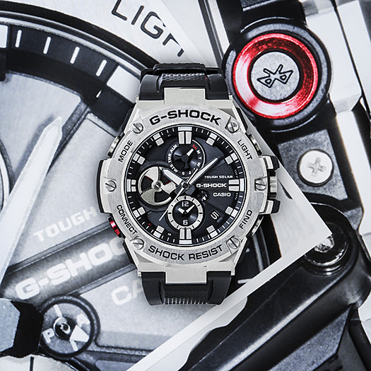 Collection G-Shock - GST-B100-1AER - Montre Casio – grand boîtier noir à chronographe analogique, bracelet en résine noire – vue 7