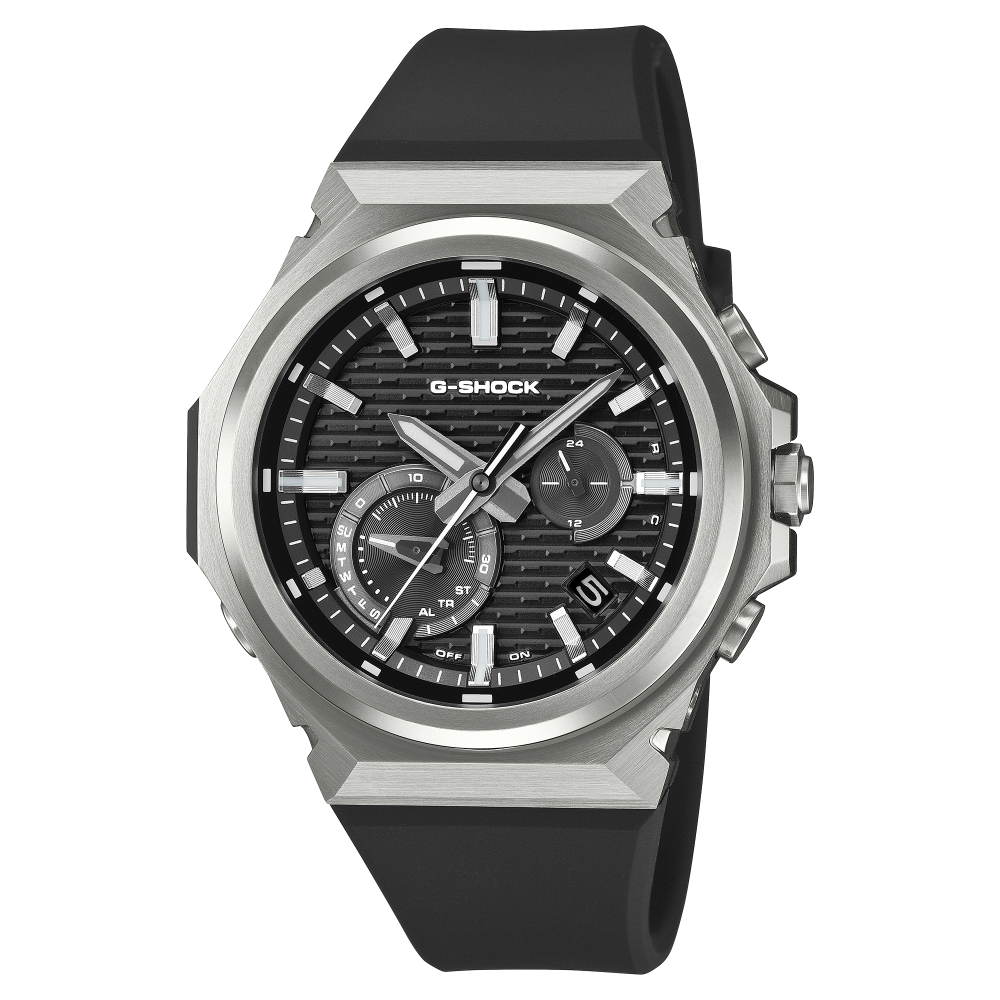 Collection G-Shock - GST-B1000-1AER - Montre Casio – boîtier en carbone bio et acier noir, bracelet en résine bio noir, couronne vissée – vue de face