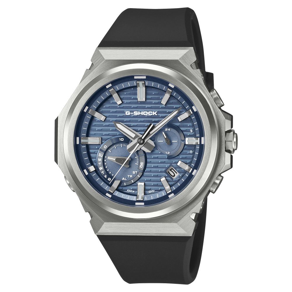 Collection G-Shock - GST-B1000-2AER - Montre Casio – montre analogique, boîtier en carbone bio et acier bleu, bracelet en résine bio – vue de face