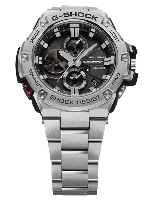 Collection G-Shock - GST-B100D-1AER - Montre Casio – grand boîtier en acier inoxydable, cadran noir à compteurs, bracelet en acier inoxydable – vue 2