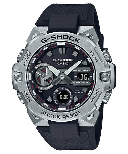 Collection G-Shock - GST-B400-1AER - Montre Casio – boîtier argenté en acier et résine, bracelet en résine noire – vue de face