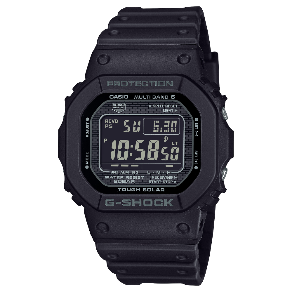 Collection G-Shock - GW-5000HS-1ER - Montre Casio – boîtier métallique noir revêtu DLC, bracelet en résine bio noire – vue de face