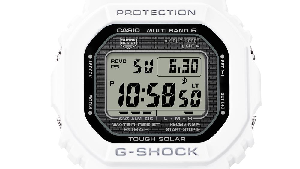 Collection G-Shock - GW-5000HS-7ER - Montre Casio – boîtier blanc à structure métallique, bracelet en résine bio blanc, écran numérique – vue 7