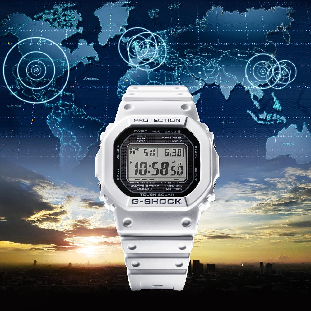 Collection G-Shock - GW-5000HS-7ER - Montre Casio – boîtier blanc à structure métallique, bracelet en résine bio blanc, écran numérique – vue 4