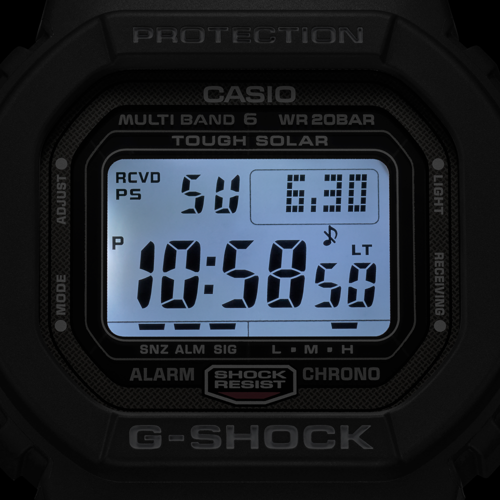 Collection G-Shock - GW-5000U-1ER - Montre Casio – boîtier métallique noir revêtu DLC, bracelet en résine noire – vue 8