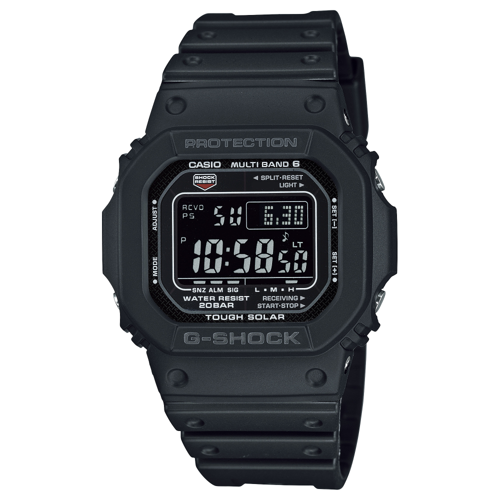 Collection G-Shock - GW-M5610U-1BER - Montre Casio – boîtier en résine noir, écran LCD inversé, bracelet en résine noire – vue de face