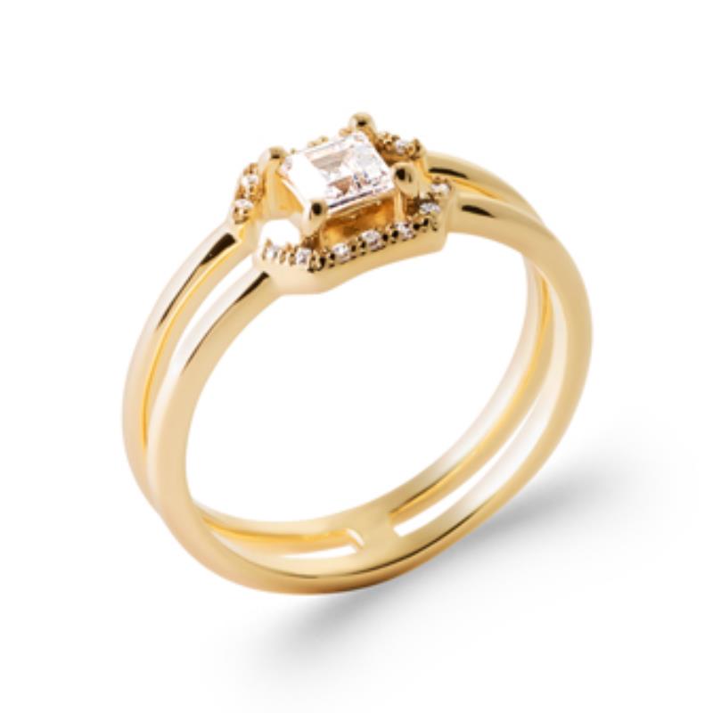 Dobbel firkantet ring – gullbelagt | Azulin