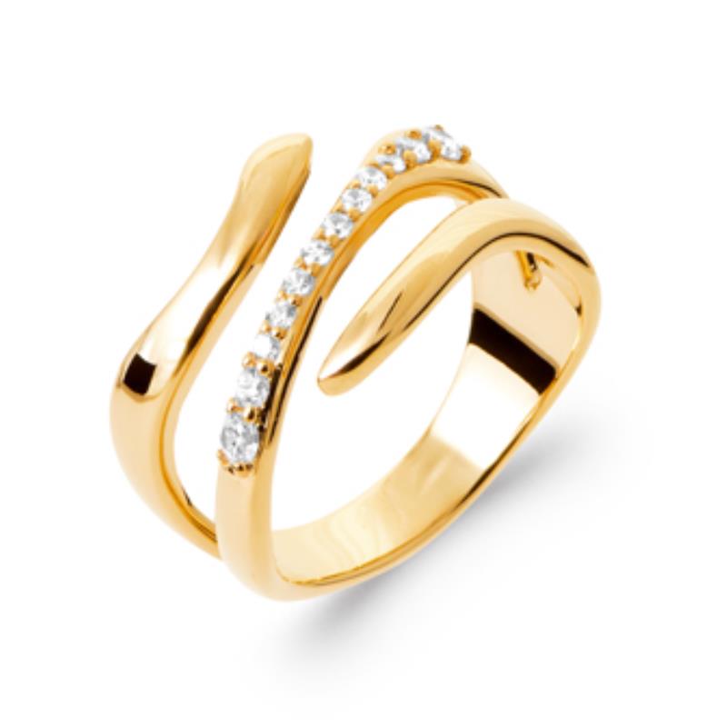 Dubbele open ring – verguld | Azulin