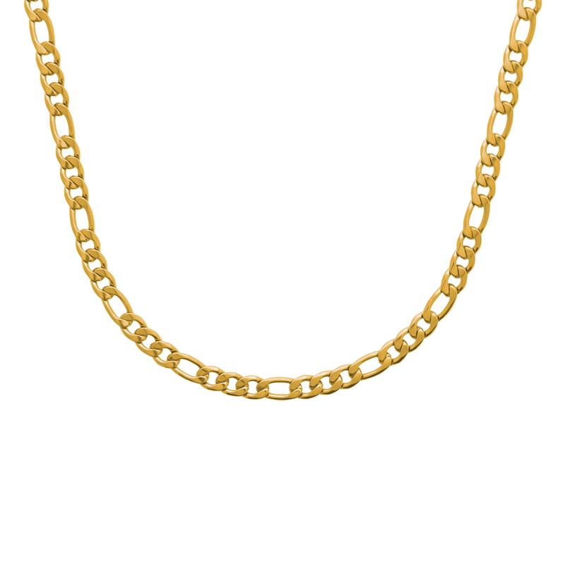 Collier maille figaro 3+1 – Acier doré – Azuline