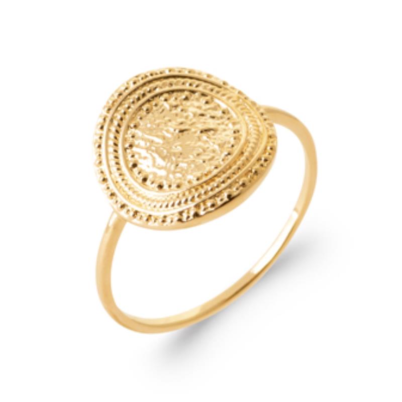 Getextureerde ovale ring – verguld | Azulin