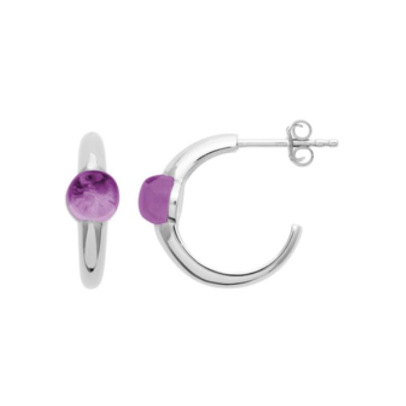 Violet Ball Hoop Øreringe – Sølv | Azulin