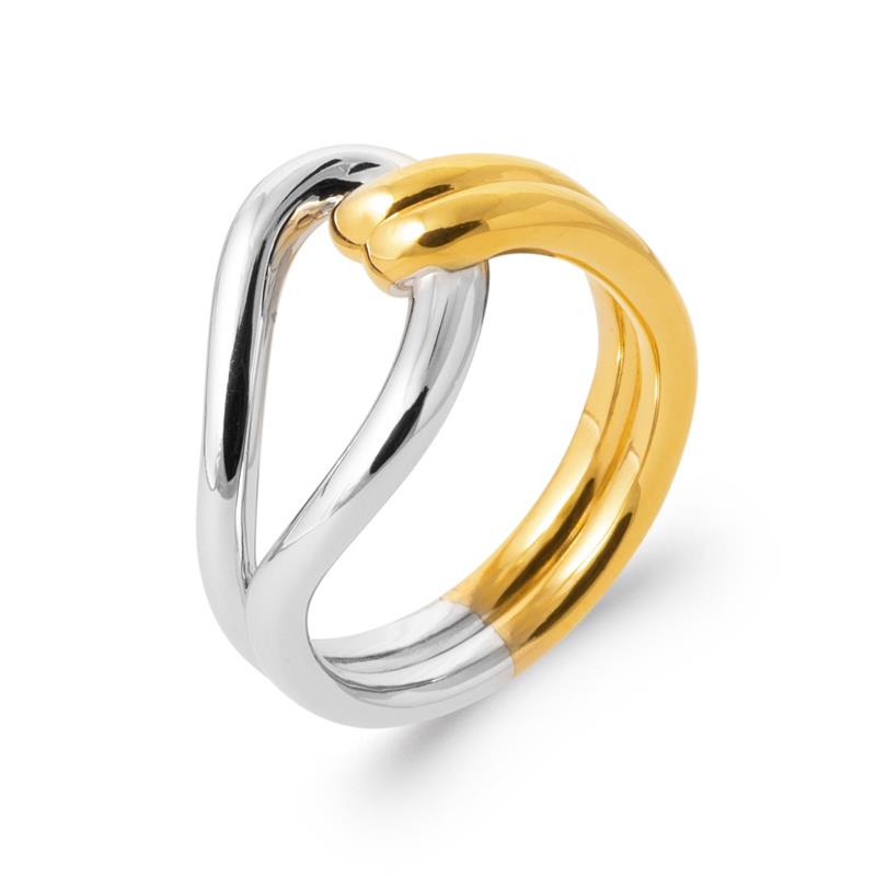 Tvåfärgad Twisted Ring – Guld / Silverpläterad | Azulin