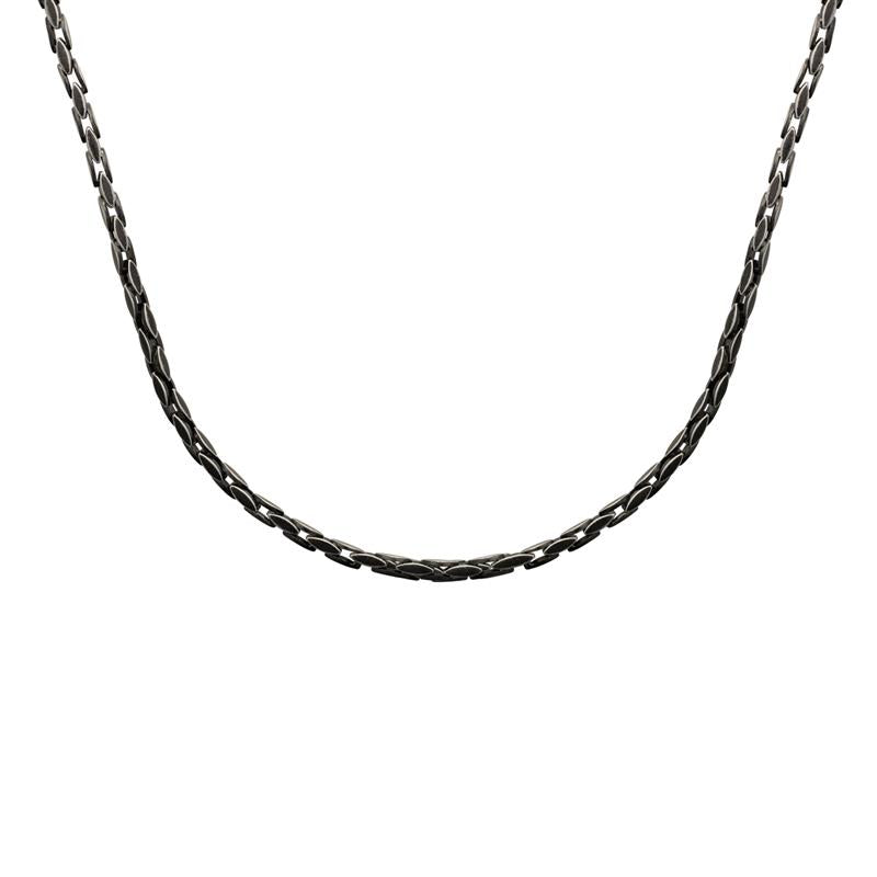 Collier maille forçat diamantée – Acier gun – Azuline