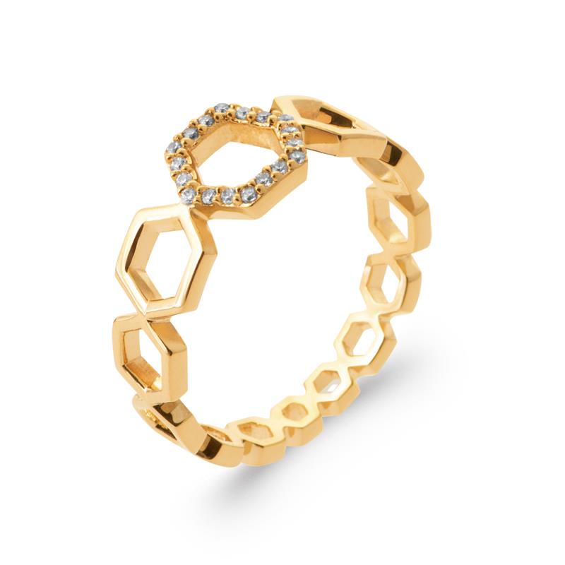 Zeshoekige ring – verguld | Azulin