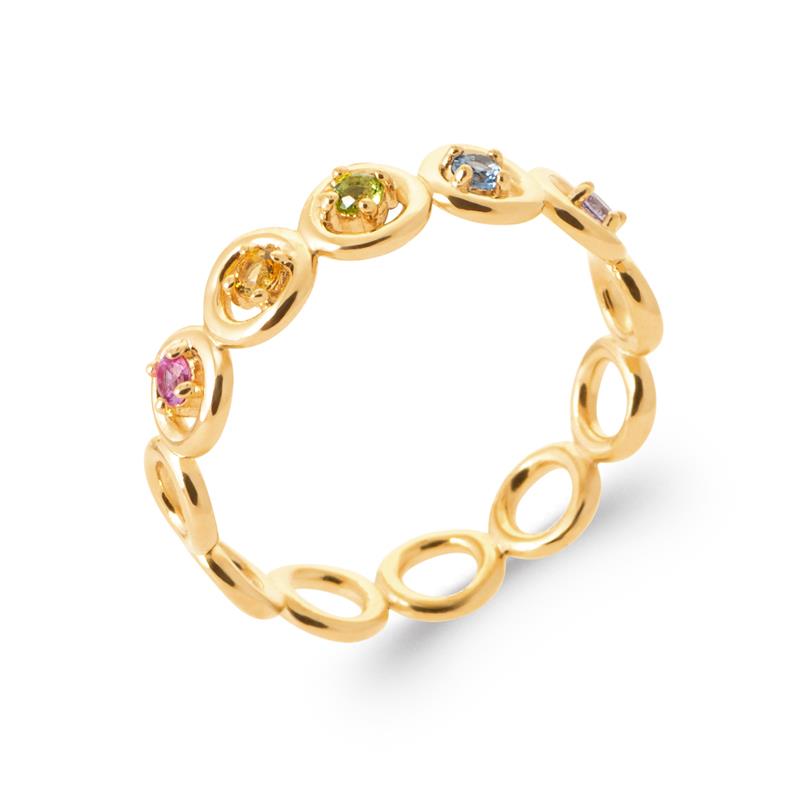 Inel oval multicolor – placat cu aur | Azulin