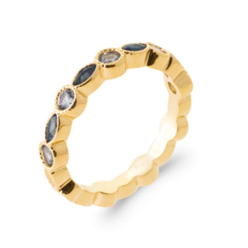 Anillo Navette y Redondo – Chapado en Oro | Azuline