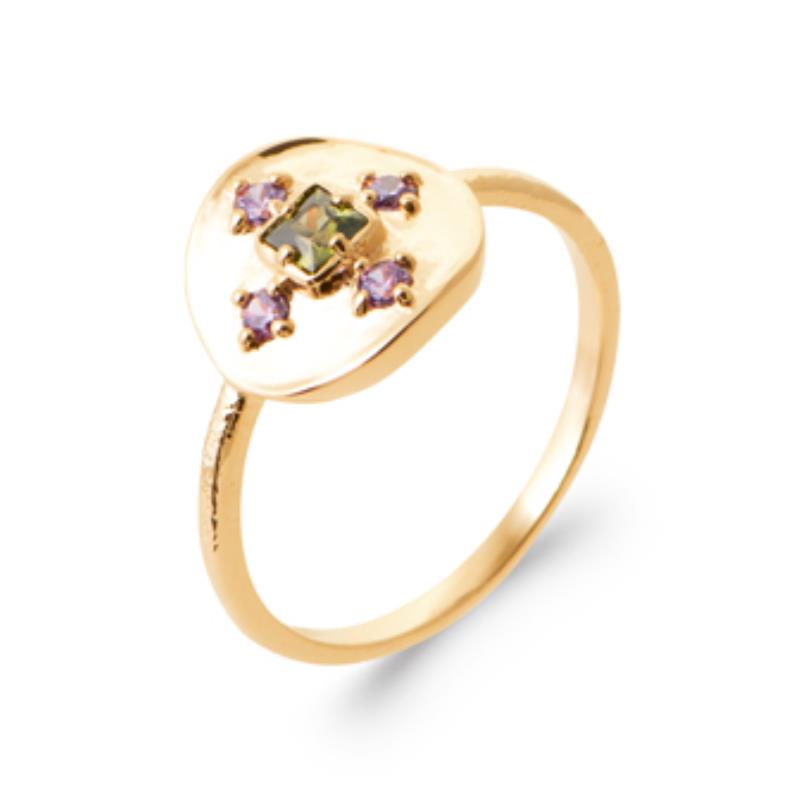 Anel Oval Martelado – Banhado a Ouro | Azuline